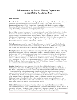 Achievements by the Art History Department in