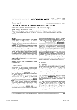 The role of miRNAs in complex formation and