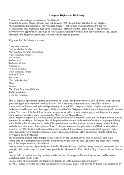 Langston Hughes and His Poetry Transcript of a video presentation
