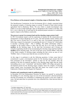 Press Release on the proposed complex of shooting ranges at