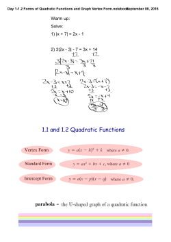 4th block - graphing vertex form quadratics