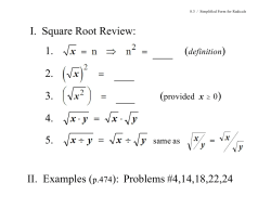 8.3 / Simplified Form for Radicals