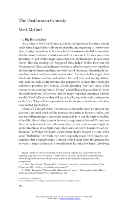 The Posthuman Comedy - Critical Inquiry