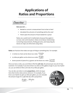 Connections Applications of Ratios and Proportions