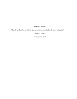 "They Deny That It is an Evil:` A Reconsideration of Antebellum