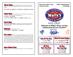 cambridge menu - Wally`s Pizza