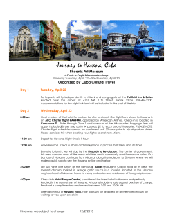 Cuba Itinerary for DMA Trip, March 2001