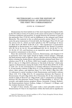 Deuteronomy 6-8 and the History of Interpretation