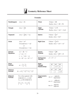 Geometry Reference Sheet 2011-2012