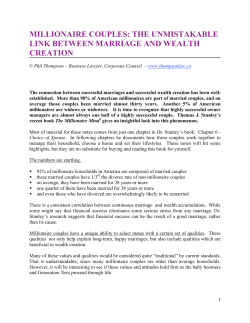 MILLIONAIRE COUPLES: THE UNMISTAKABLE LINK BETWEEN