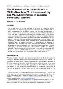 The Homosexual as the Antithesis of `Biblical Manhood