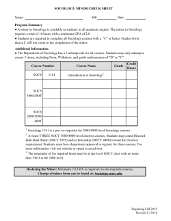 SOCIOLOGY MINOR CHECK SHEET Name: 800 Date: At least