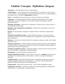 Cladistic Concepts: Definitions (Jargon)