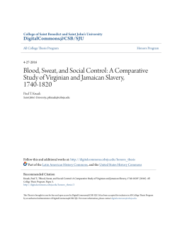 A Comparative Study of Virginian and Jamaican Slavery, 1740-1820