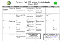 Cameron Park CSD Mature Adults Calendar March, 2015