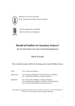 Should all Soldiers be Sensation Seekers?