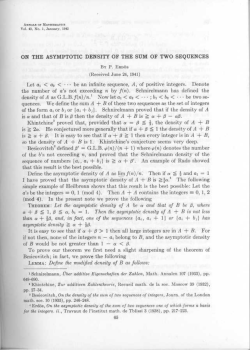 ON THE ASYMPTOTIC DENSITY OF THE SUM OF TWO