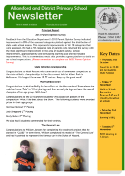 Key Dates - Allansford and District Primary School