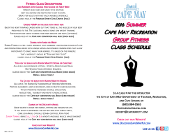 2016 Summer Cape May Recreation Group Fitness Class Schedule