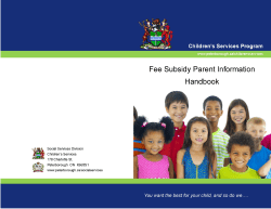 Fee Subsidy Parent Information Handbook