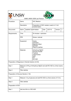 BABS UNSW iGEM Lab Protocol Procedure Name SOC Medium