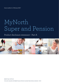 MyNorth Super and Pension product disclosure statement