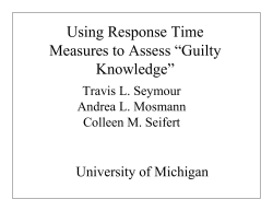 Using Response Time Measures to Assess “Guilty Knowledge”