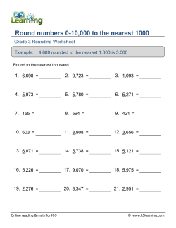 Grade 3 Rounding Worksheet - Round numbers 0