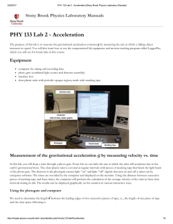 Acceleration - Physics Introductory Labs at Stony Brook University