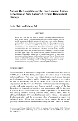 Aid and the Geopolitics of the Post-Colonial: Critical Reflections on