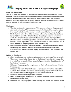Helping Your Child Write a Whopper Paragraph