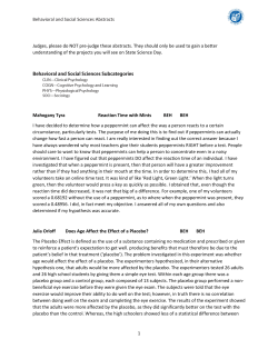 Behavioral and Social Sciences Abstracts 1 Judges, please do NOT