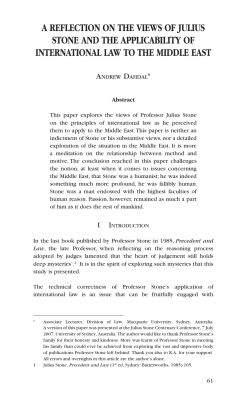 Dahdal, Andrew --- "A Reflection on the Views of Julius Stone and