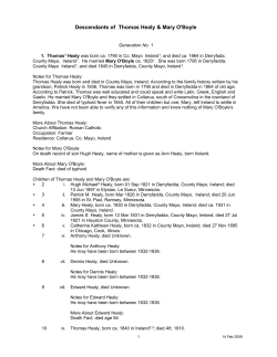 4 Generation Descent Report for Thomas Healy and Mary O`Boyle