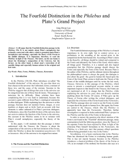 The Fourfold Distinction in the Philebus and Plato`s Grand Project