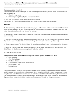 American Literary History: Transcendentalism Elements