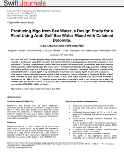 Producing Mgo from Sea Water, a Design Study for a Plant Using