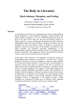 The Body in Literature - Neuro Humanities Studies