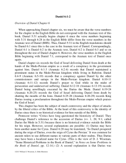Daniel 6:1-2 Overview of Daniel Chapter 6 When approaching