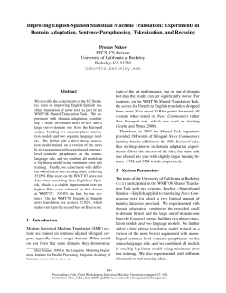 Improving English-Spanish Statistical Machine Translation