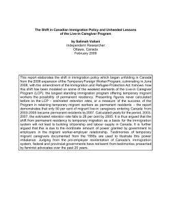 The Shift in Canadian Immigration Policy and Unheeded Lessons of