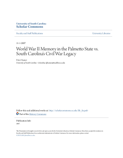 World War II Memory in the Palmetto State vs. South