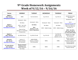 9th Grade Homework Assignments Week of 9/12/16
