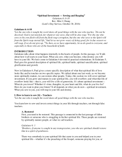 Spiritual Investment &mdash; Sowing and Reaping