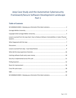 Jeep Case Study and the Automotive Cybersecurity