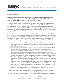 NAEYC Statement on Implicit Bias Research