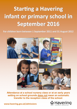 Starting a Havering infant or primary school in September 2016
