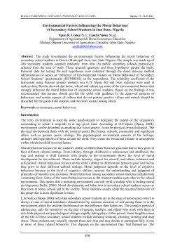 Environmental Factors Influencing the Moral Behaviour of