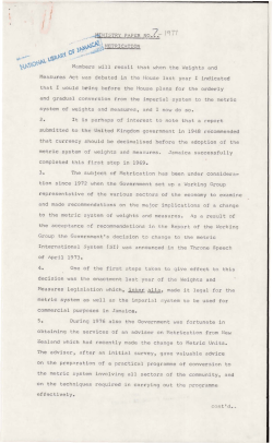 metrication - The National Library of Jamaica