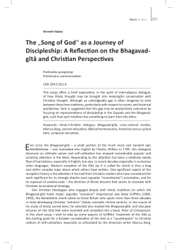 The &bdquo;Song of God&ldquo; as a Journey of Discipleship: A ReflecƟon on the